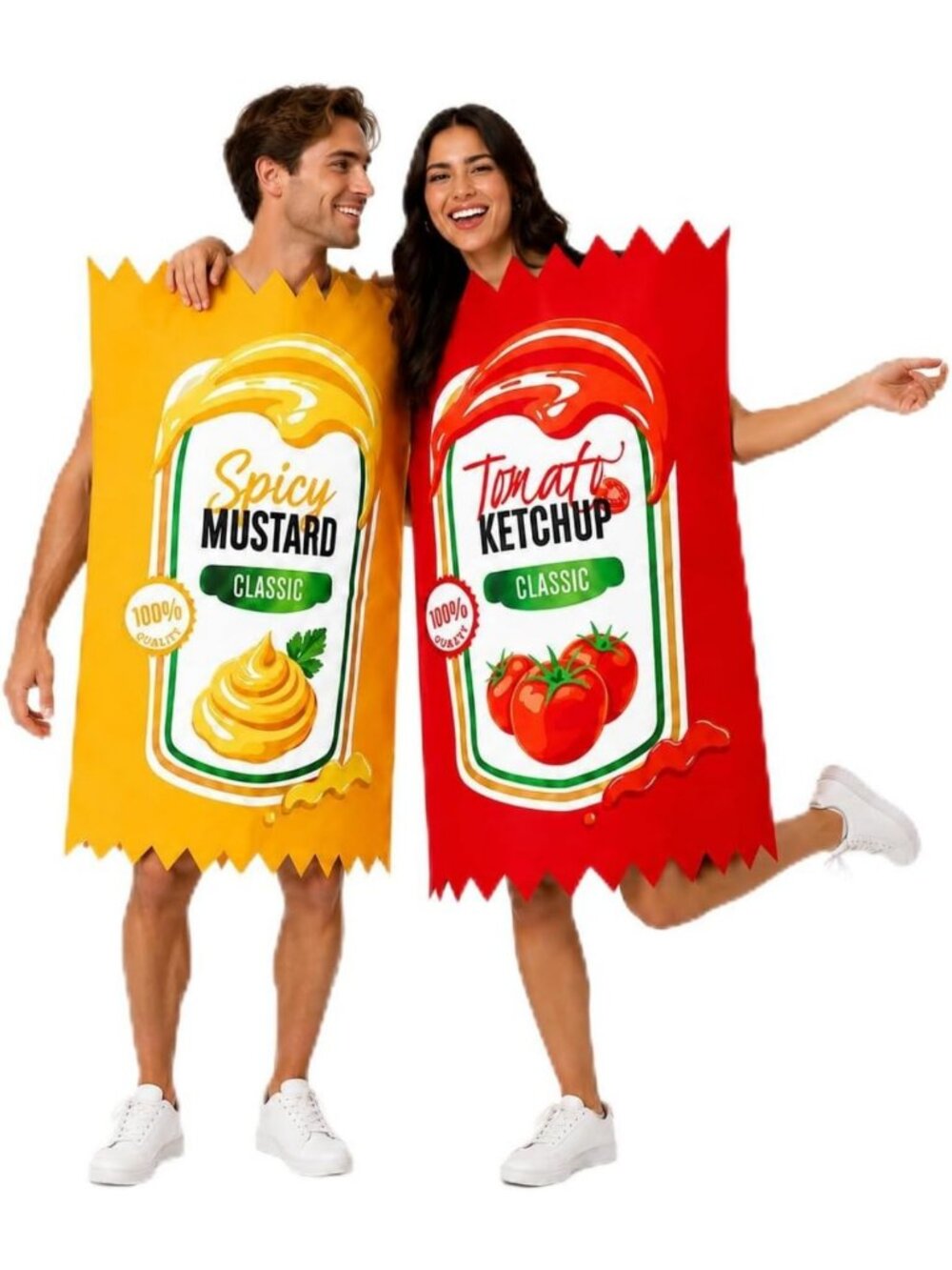 Couple's Ketchup & Mustard Halloween Costume Set for Adults - Fun Party Outfits